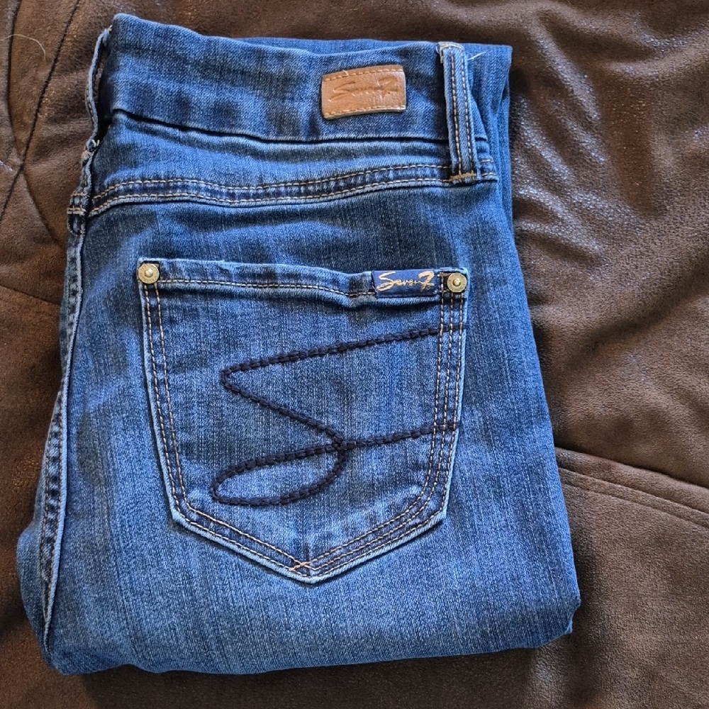 Seven7 Women's Blue Denim Jeans with Pocket Detail